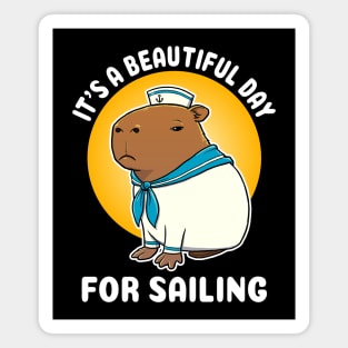 It's a beautiful day for sailing Cartoon Capybara Sailor Magnet